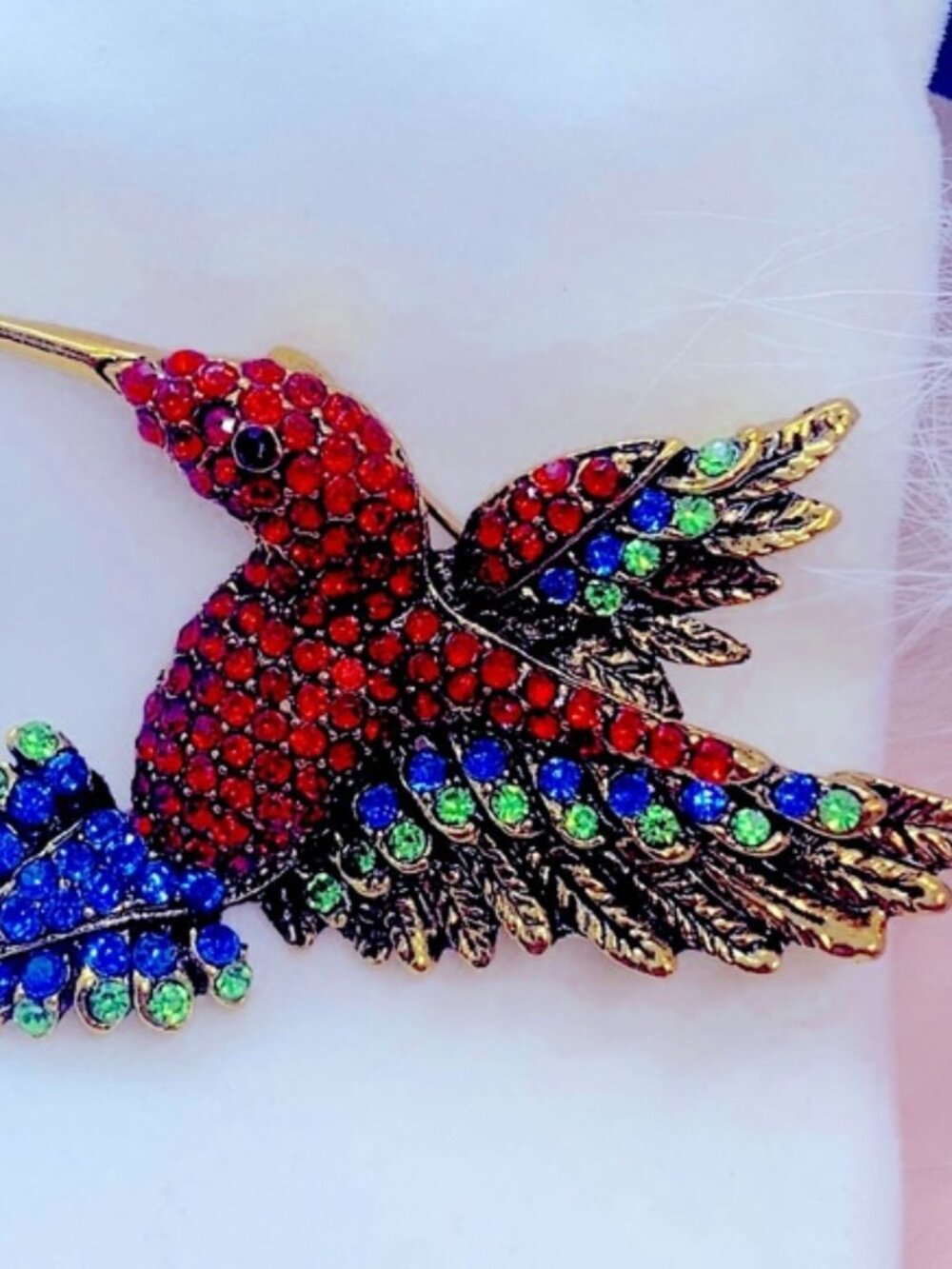 Rhinestone Red Honey Bird Brooch